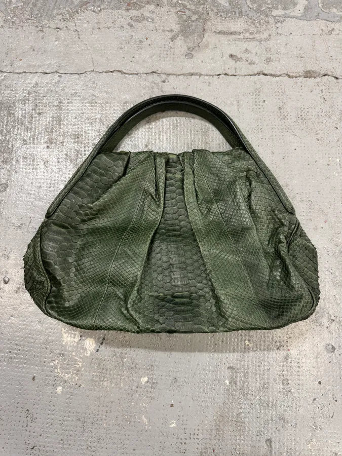 Giorgio Armani Sage Green Python Leather Hobo Bag OvEKpnI 0