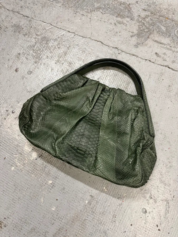 Giorgio Armani Sage Green Python Leather Hobo Bag OvEKpnI 2