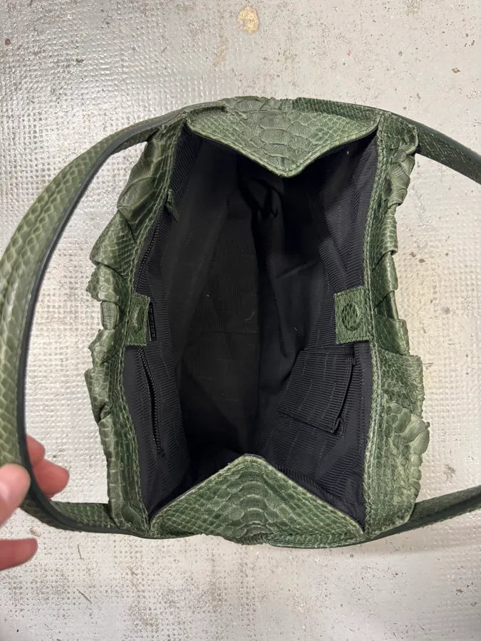 Giorgio Armani Sage Green Python Leather Hobo Bag OvEKpnI 4