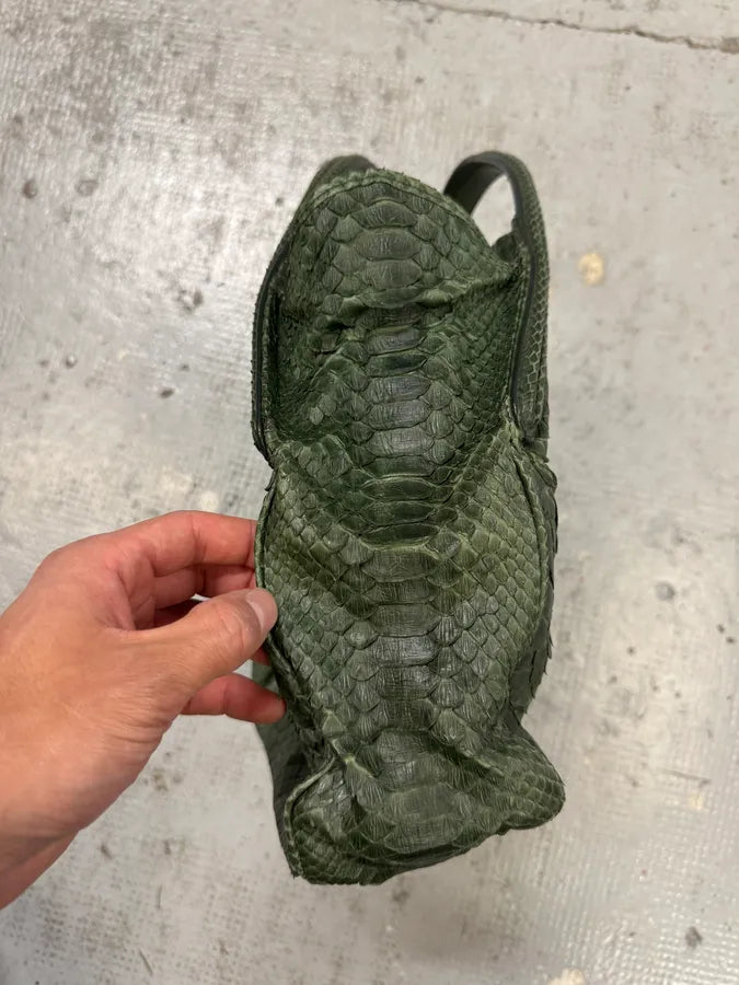 Giorgio Armani Sage Green Python Leather Hobo Bag OvEKpnI 5