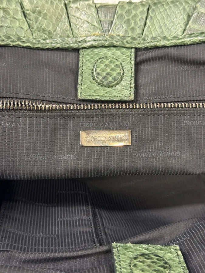 Giorgio Armani Sage Green Python Leather Hobo Bag OvEKpnI 7