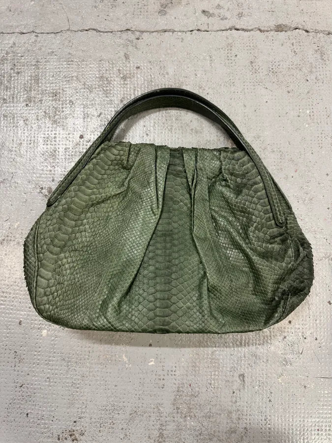 Giorgio Armani Sage Green Python Leather Hobo Bag OvEKpnI 8