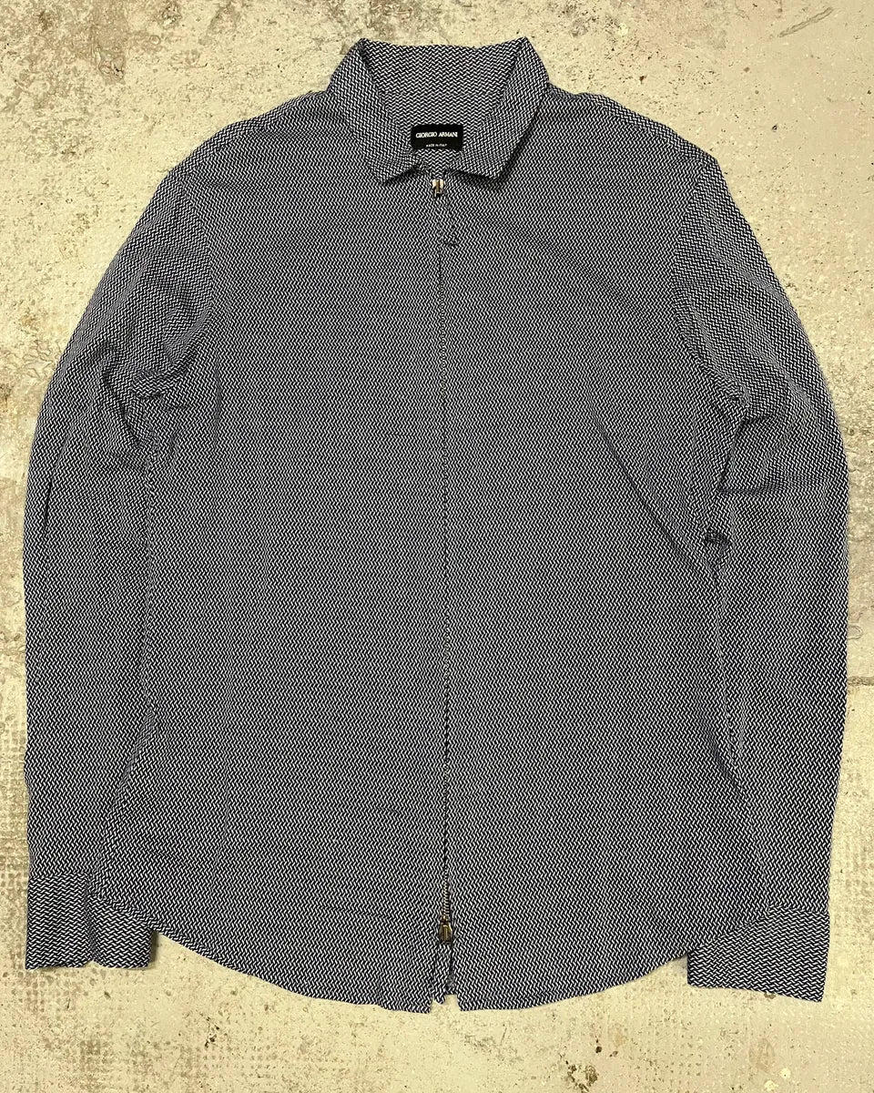 Giorgio Armani White Patern Zip Shirt YdHODLy 2