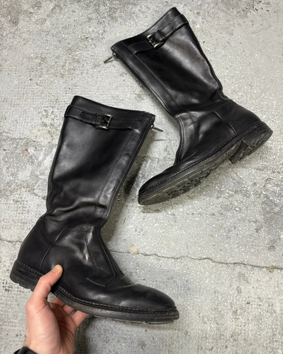 AW2016 Giorgio Armani Zip Ankle Black Leather Boots (41eu/us8) 0