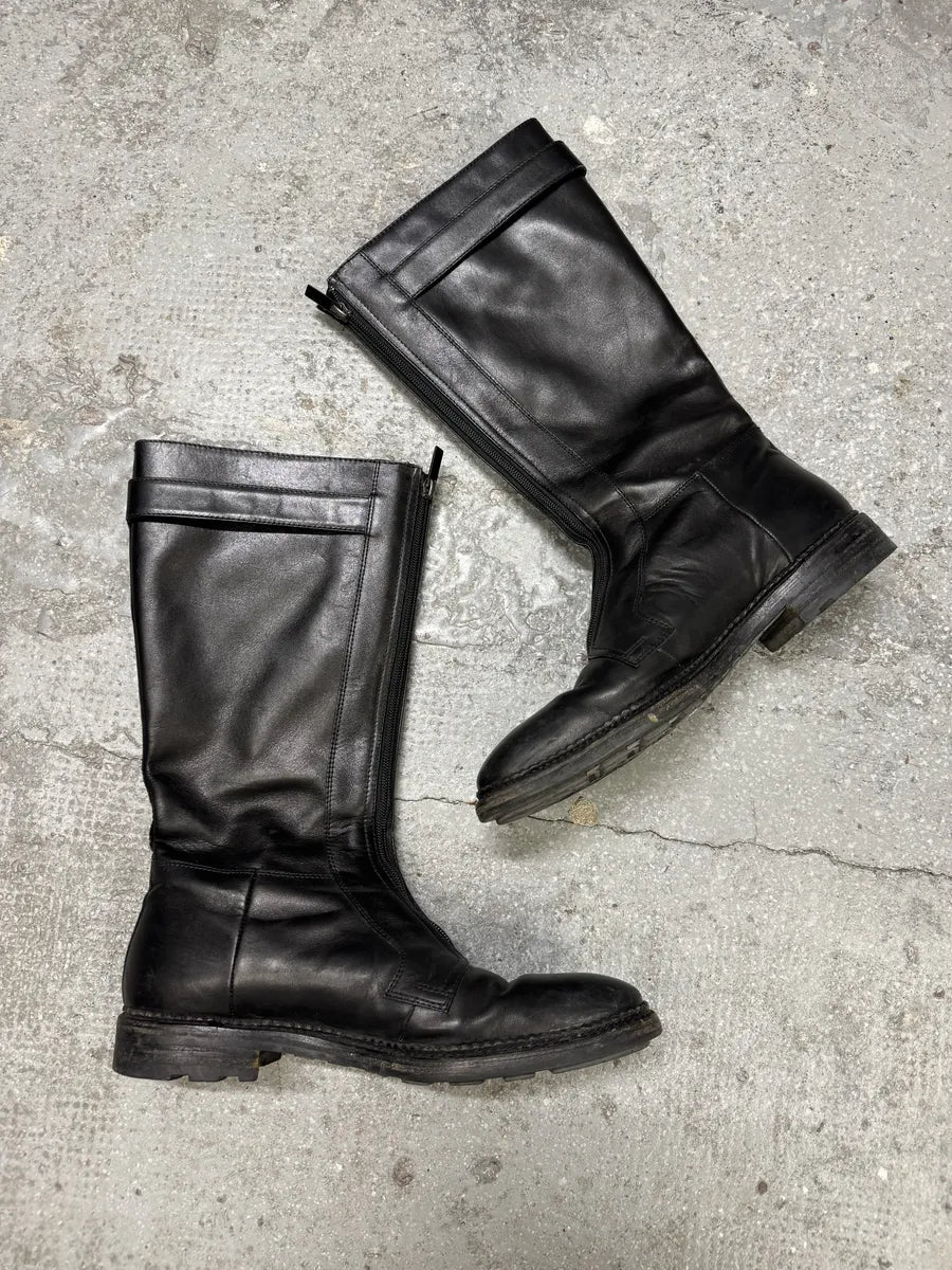 AW2016 Giorgio Armani Zip Ankle Black Leather Boots (41eu/us8) 1