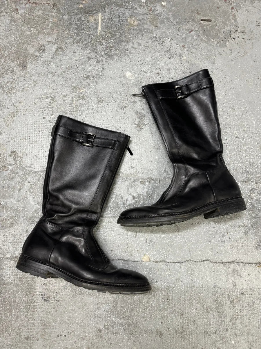 AW2016 Giorgio Armani Zip Ankle Black Leather Boots (41eu/us8) 2