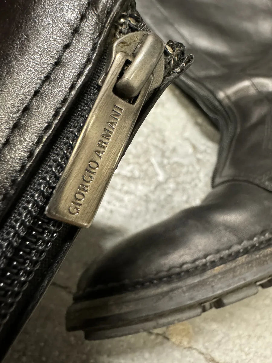AW2016 Giorgio Armani Zip Ankle Black Leather Boots (41eu/us8) 6