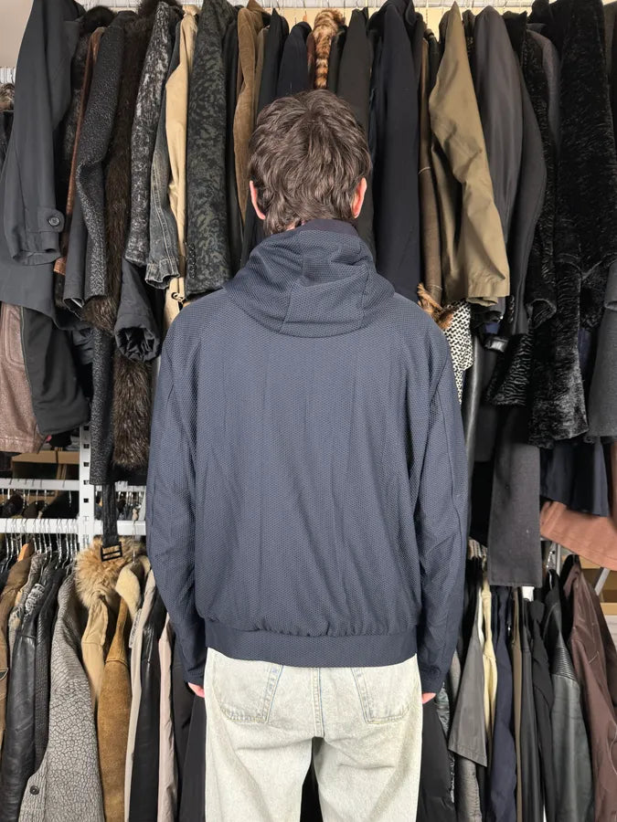 Giorgio Armany Navy Perfored Hooded Jacket UBjHMrS 2