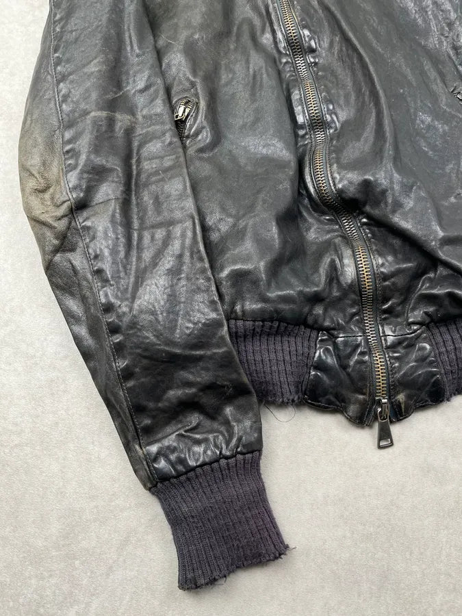 Giorgio Brato Asymmetrical Zip Black Hooded Leather Jacket BUtKzkj 7