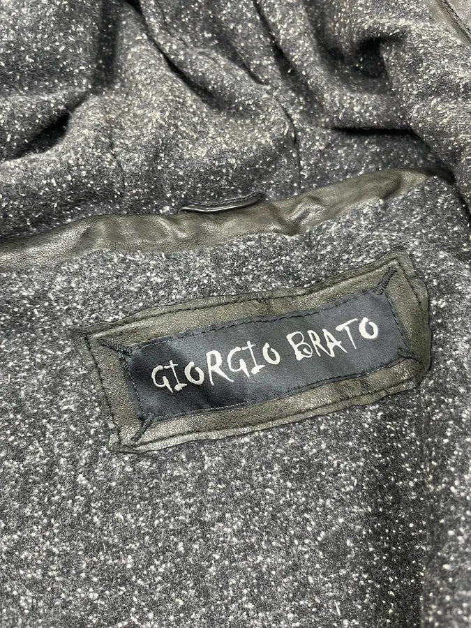 Giorgio Brato Asymmetrical Zip Black Hooded Leather Jacket BUtKzkj 9