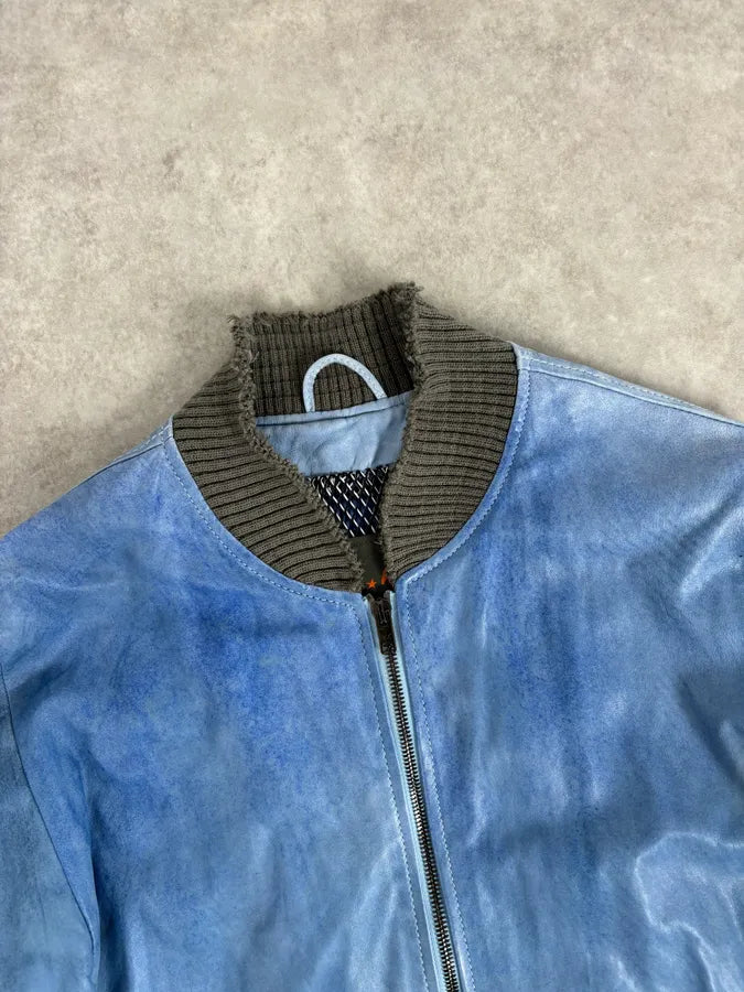 Giorgio Brato Baby Blue Faded Leather Jacket geqoehR 3
