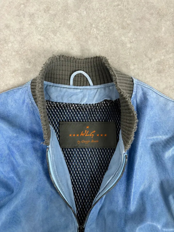 Giorgio Brato Baby Blue Faded Leather Jacket geqoehR 7