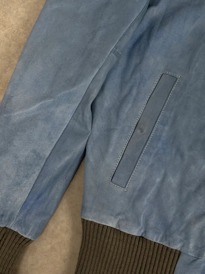 Giorgio Brato Baby Blue Faded Leather Jacket geqoehR 8