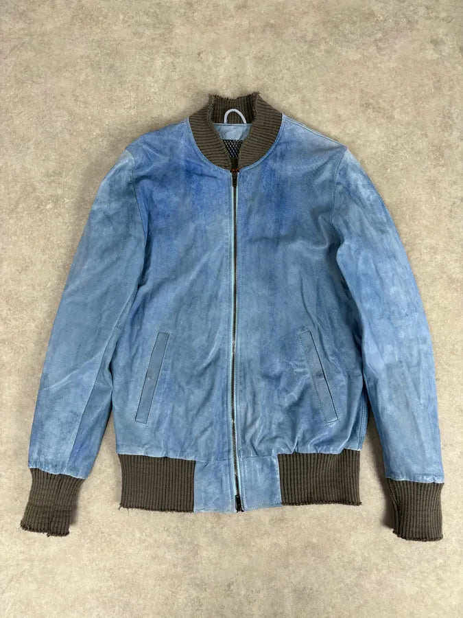 Giorgio Brato Baby Blue Faded Leather Jacket geqoehR 2