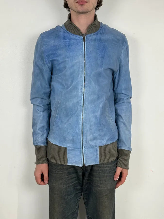 Giorgio Brato Baby Blue Faded Leather Jacket geqoehR 0