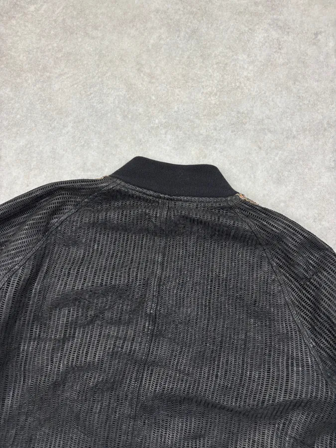 Giorgio Brato Black Leather Contrast Stripe Bomber Jacket dkfdNAC 5