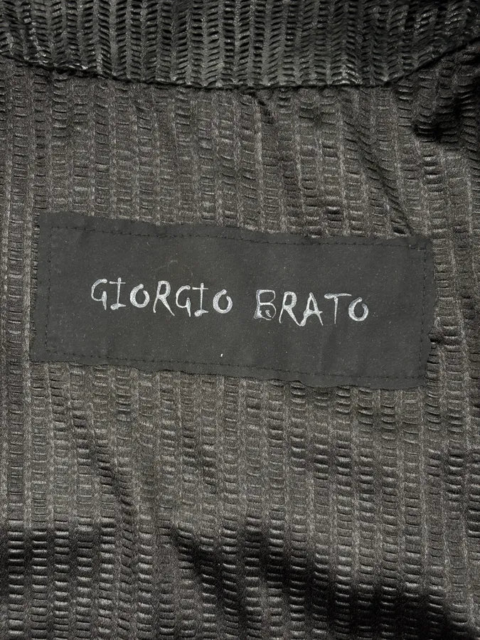Giorgio Brato Black Leather Contrast Stripe Bomber Jacket dkfdNAC 8