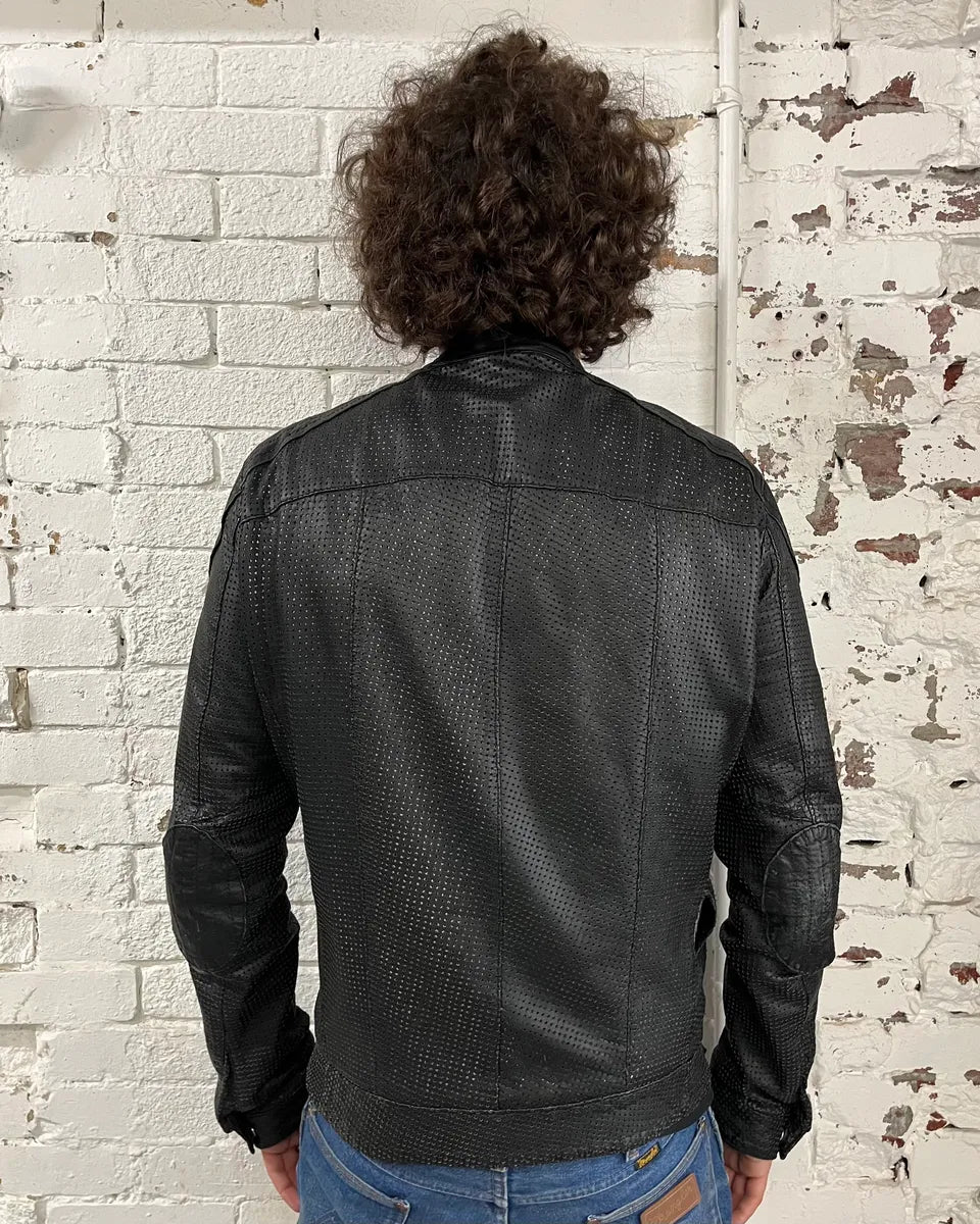 Giorgio Brato Black Perforated Leather Biker Jacket cGZoRrX 2