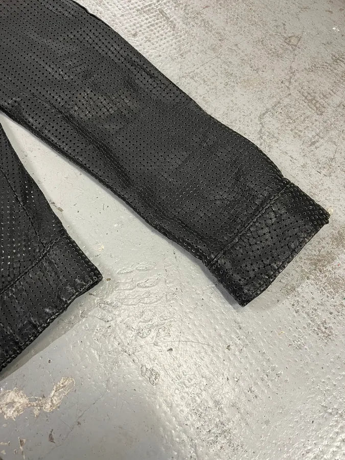 Giorgio Brato Black Perforated Leather Biker Jacket cGZoRrX 5