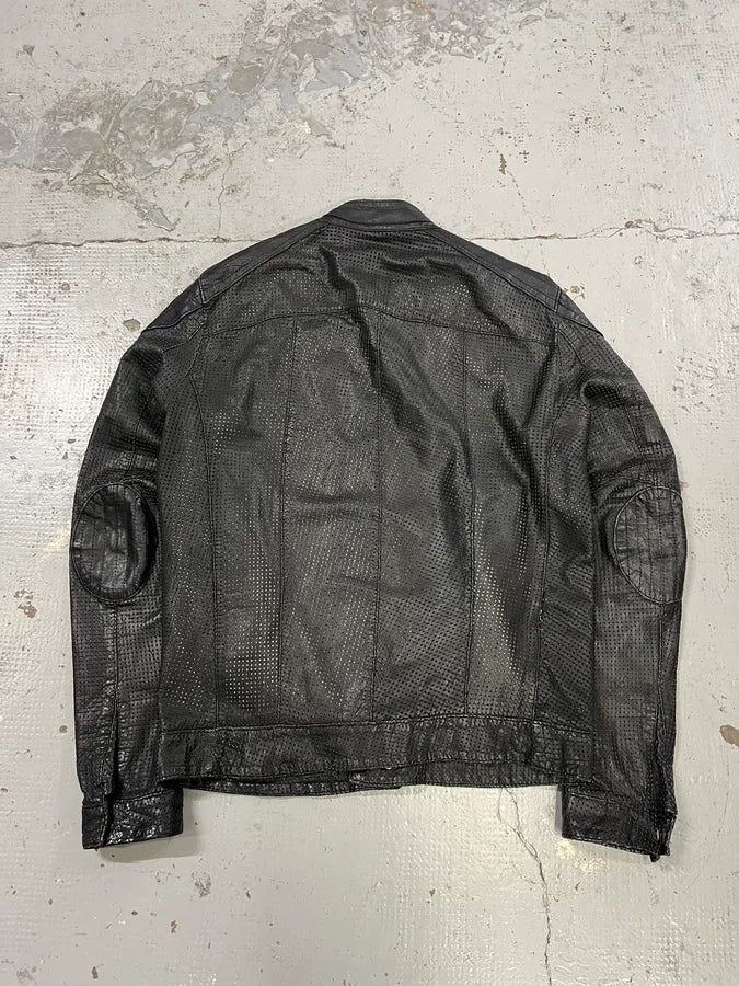 Giorgio Brato Black Perforated Leather Biker Jacket cGZoRrX 6