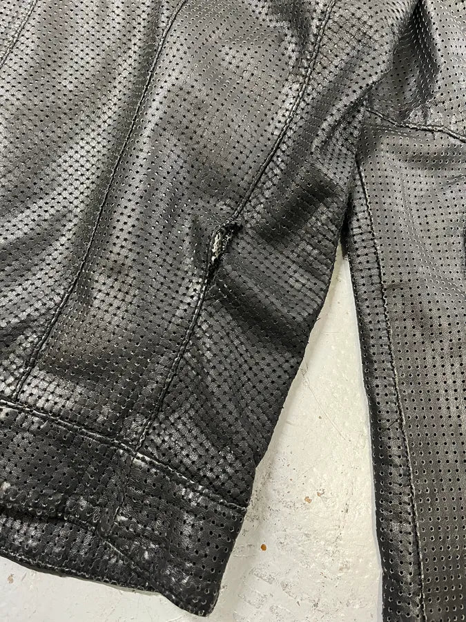 Giorgio Brato Black Perforated Leather Biker Jacket cGZoRrX 7