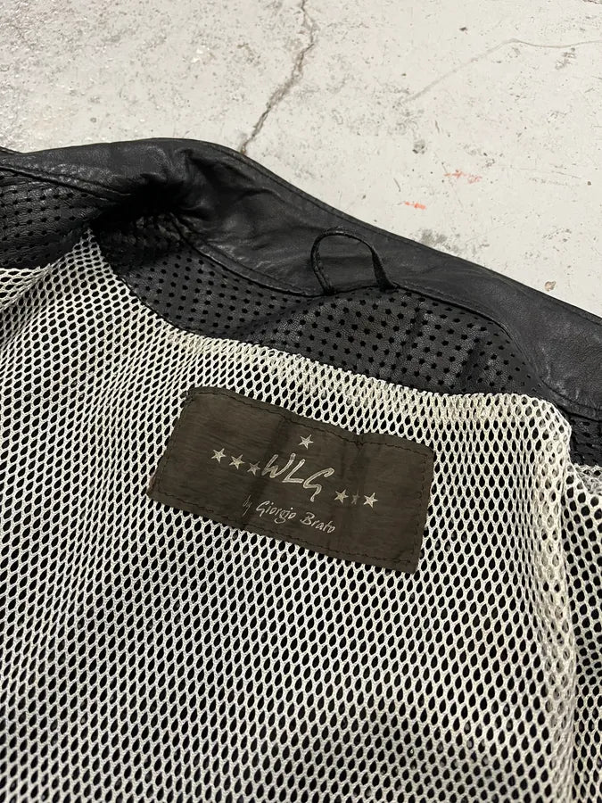 Giorgio Brato Black Perforated Leather Biker Jacket cGZoRrX 9