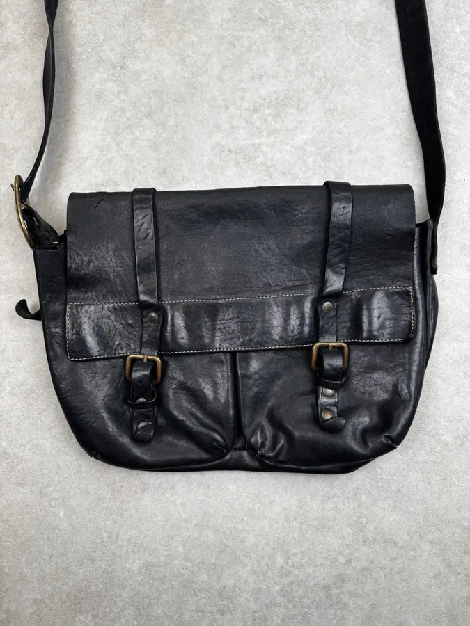 Giorgio Brato Black Textured Leather Multi-Pocket Crossbody Bag miMhMXP 5