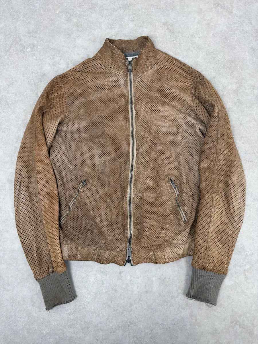 Giorgio Brato Bronze Brown Perfored Italian Leather Jacket uSdTBFr 0