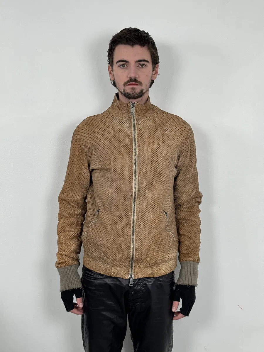 Giorgio Brato Bronze Brown Perfored Italian Leather Jacket uSdTBFr 1