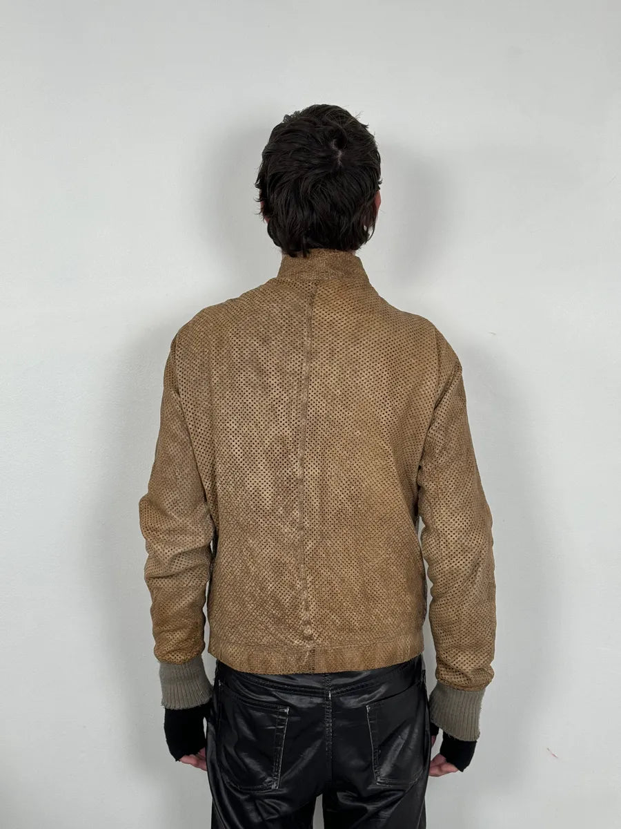 Giorgio Brato Bronze Brown Perfored Italian Leather Jacket uSdTBFr 2