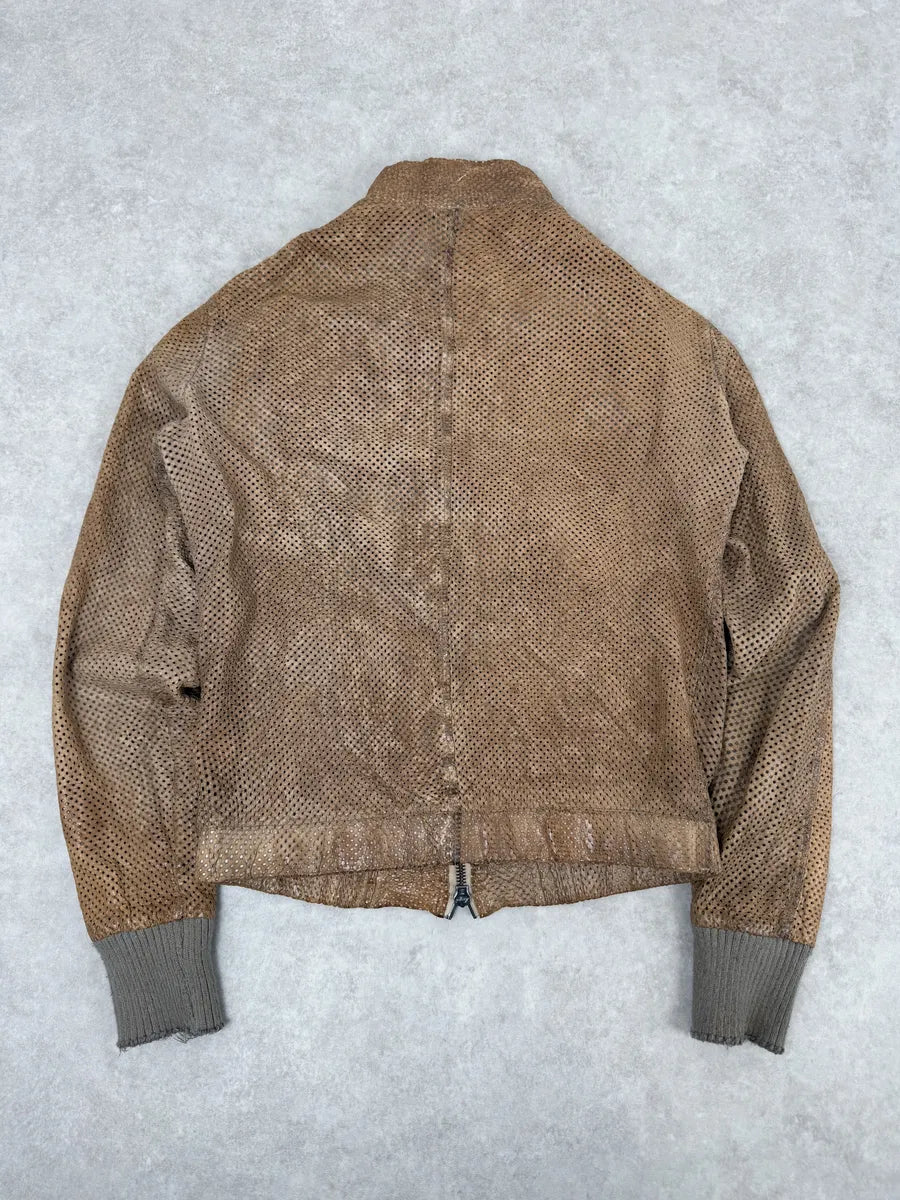 Giorgio Brato Bronze Brown Perfored Italian Leather Jacket uSdTBFr 3
