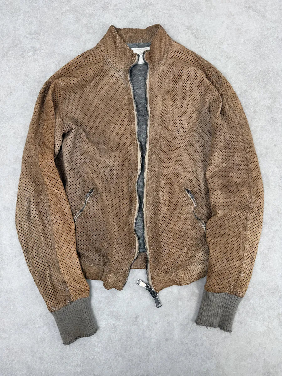 Giorgio Brato Bronze Brown Perfored Italian Leather Jacket uSdTBFr 4