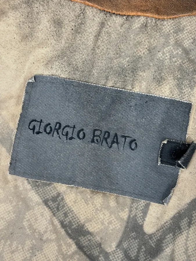 Giorgio Brato Brown Eroded Leather Asymmetrical Biker Jacket gpLZJoQ 9