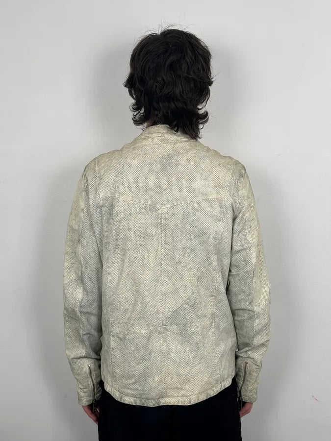 2010s Giorgio Brato Cream Perforated Biker Leather Jacket goXqIvj 2