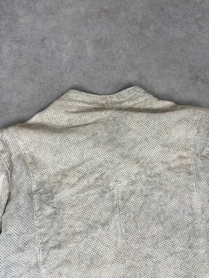 2010s Giorgio Brato Cream Perforated Biker Leather Jacket goXqIvj 5