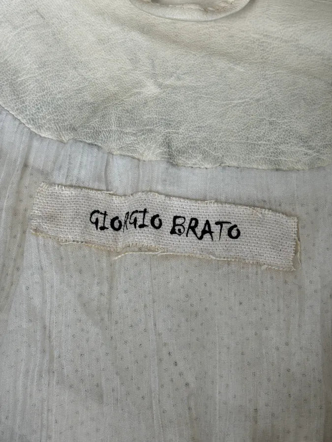 2010s Giorgio Brato Cream Perforated Biker Leather Jacket goXqIvj 11