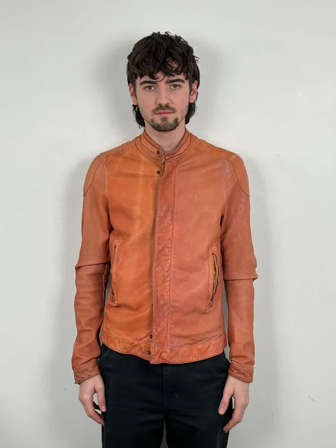 Giorgio Brato Eroded Orange Leather Jacket OgSACLZ 0