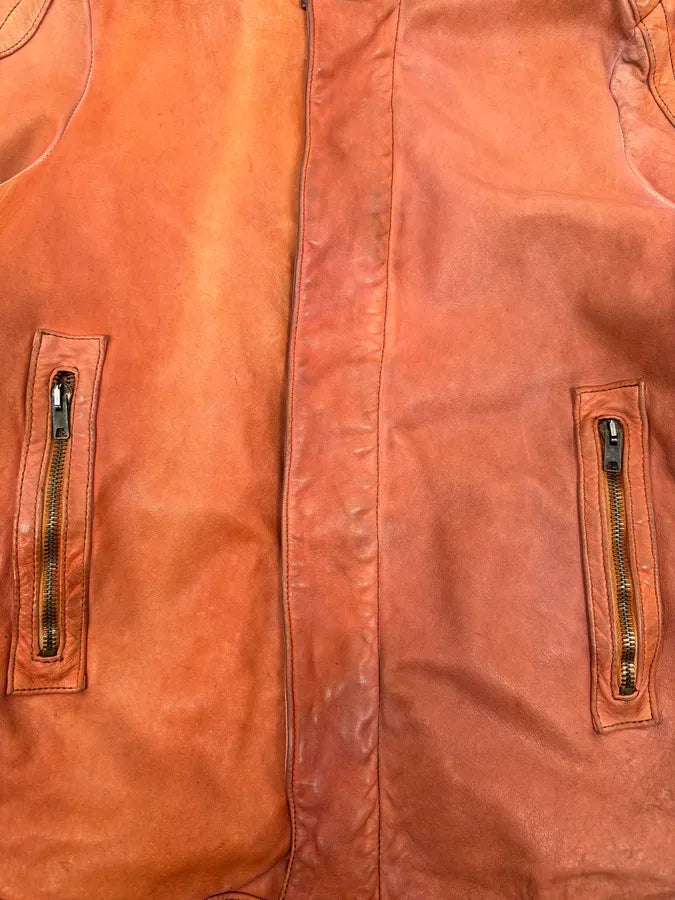 Giorgio Brato Eroded Orange Leather Jacket OgSACLZ 5