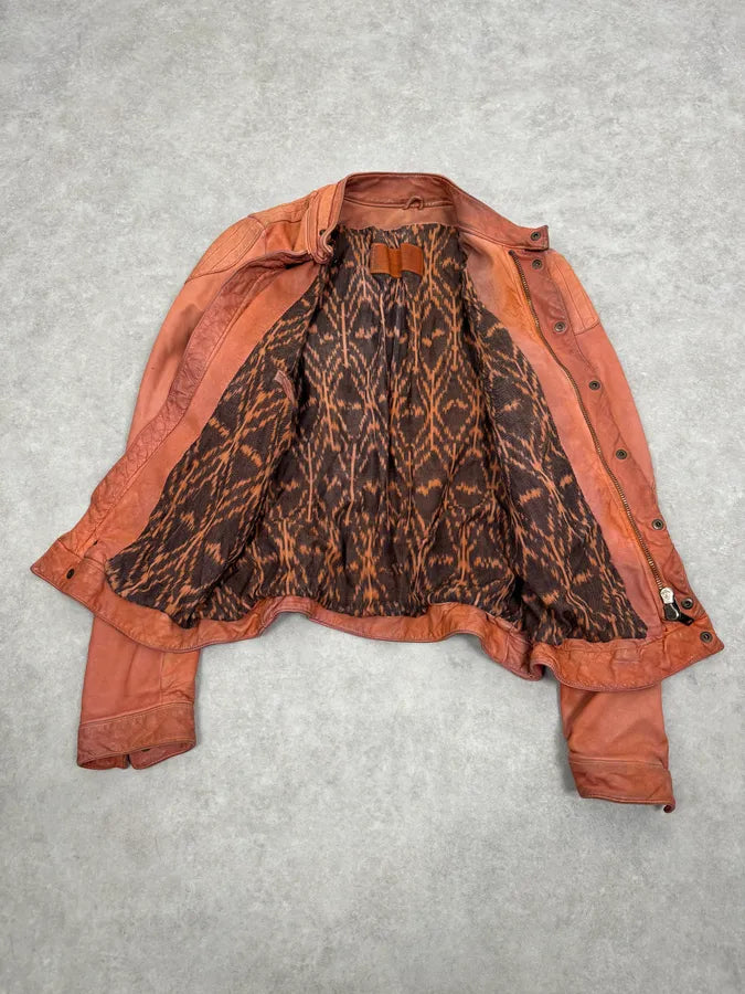 Giorgio Brato Eroded Orange Leather Jacket OgSACLZ 8