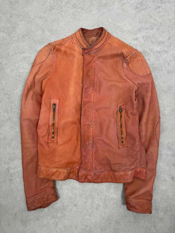 Giorgio Brato Eroded Orange Leather Jacket OgSACLZ 1