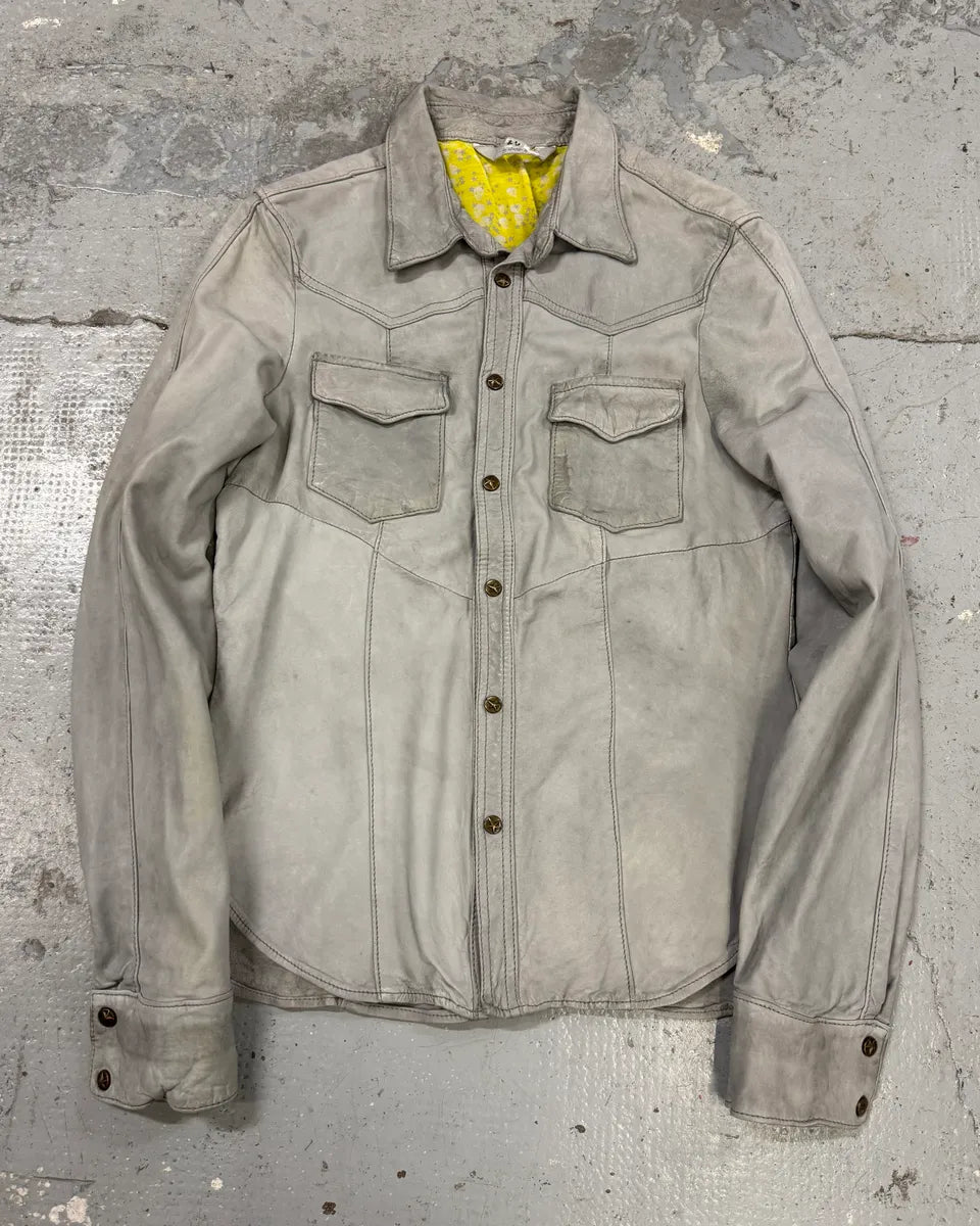 Giorgio Brato Grey Leather Buttoned Shirt DBZYyTQ 0