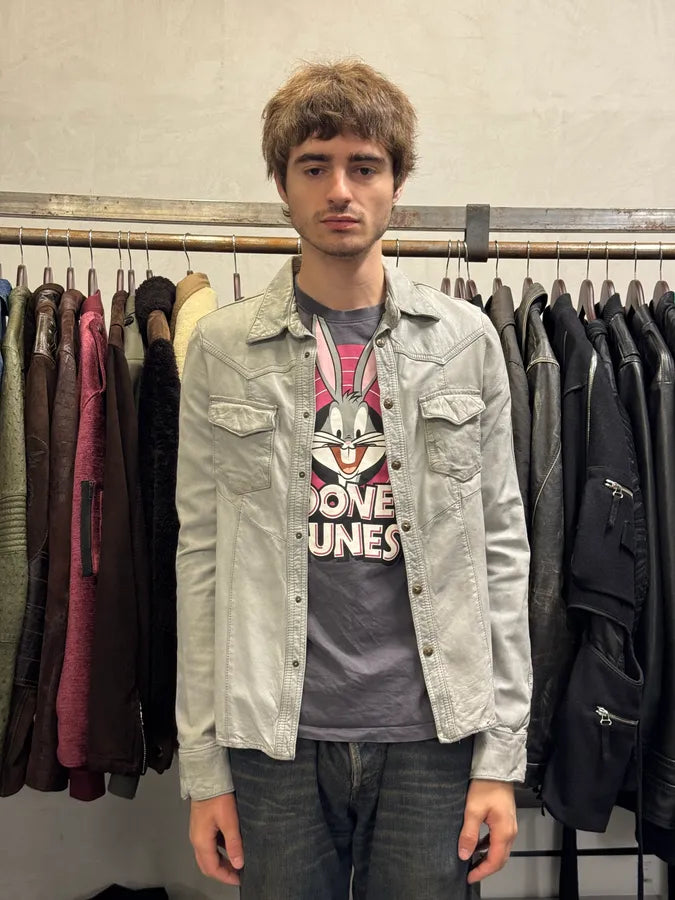 Giorgio Brato Grey Leather Buttoned Shirt DBZYyTQ 1