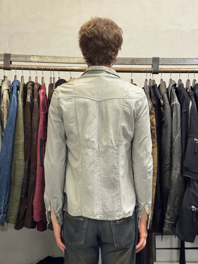 Giorgio Brato Grey Leather Buttoned Shirt DBZYyTQ 2