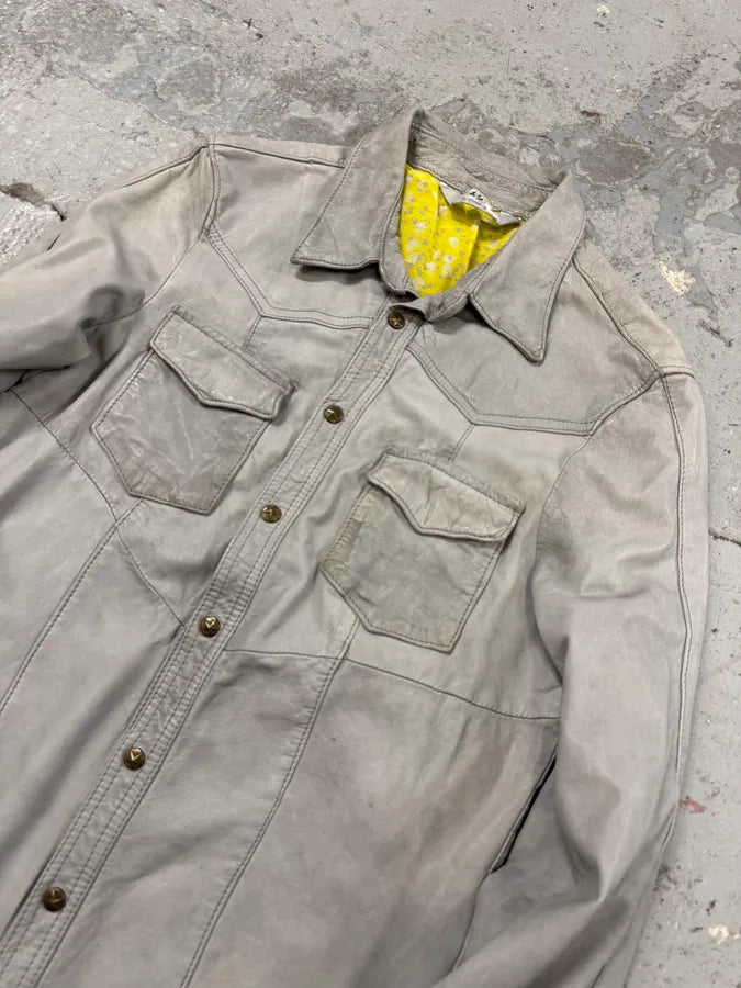 Giorgio Brato Grey Leather Buttoned Shirt DBZYyTQ 3