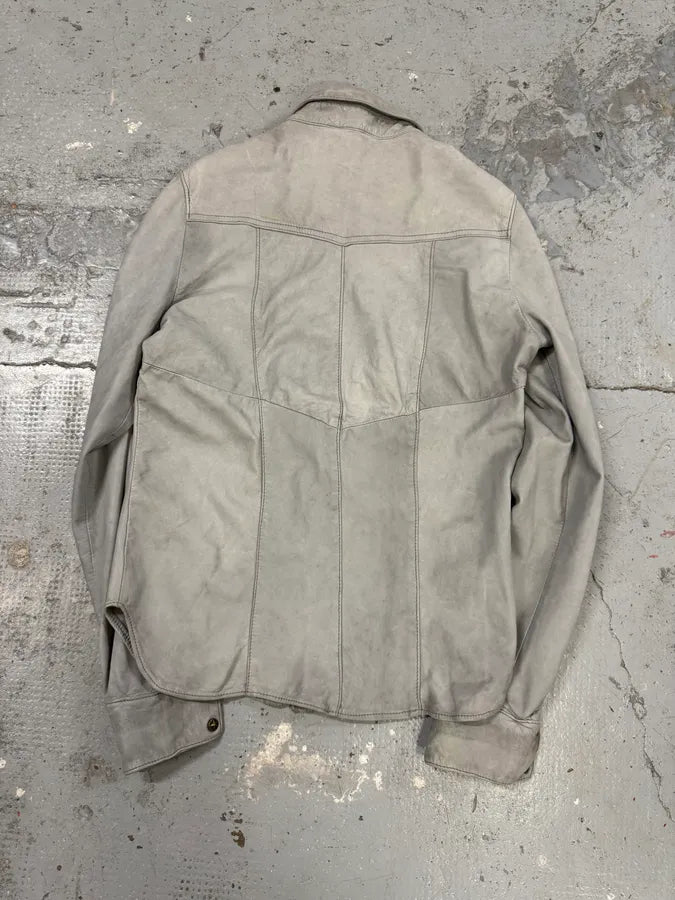 Giorgio Brato Grey Leather Buttoned Shirt DBZYyTQ 4