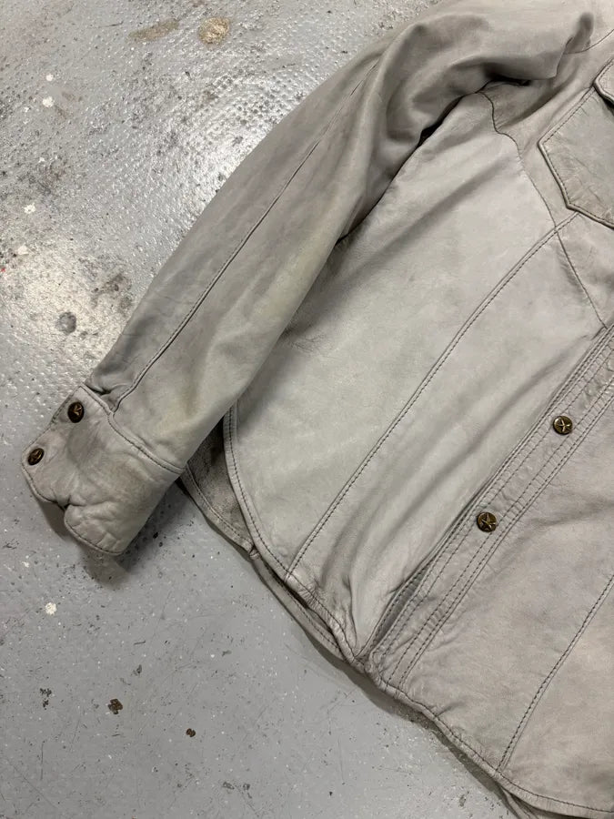 Giorgio Brato Grey Leather Buttoned Shirt DBZYyTQ 5