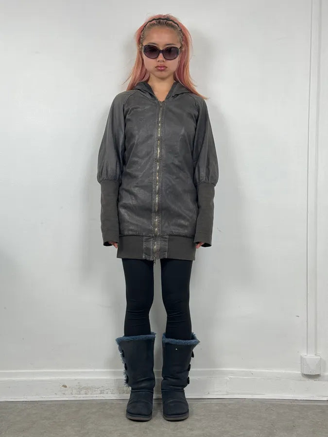 Giorgio Brato Avant-Garde Brut Grey Leather Long Jacket PzQIjIG 0