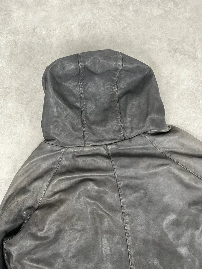 Giorgio Brato Avant-Garde Brut Grey Leather Long Jacket PzQIjIG 5