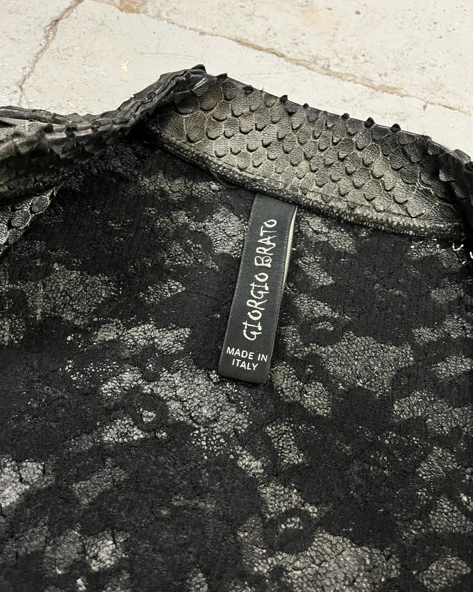 Giorgio Brato Grey Leather Snakeskin Effect Blazer Jacket Lhdqips 9