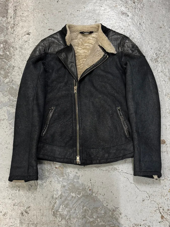 Giorgio Brato Asymmetrical  Padded Shearling Leather Jacket YxtDgaX 0